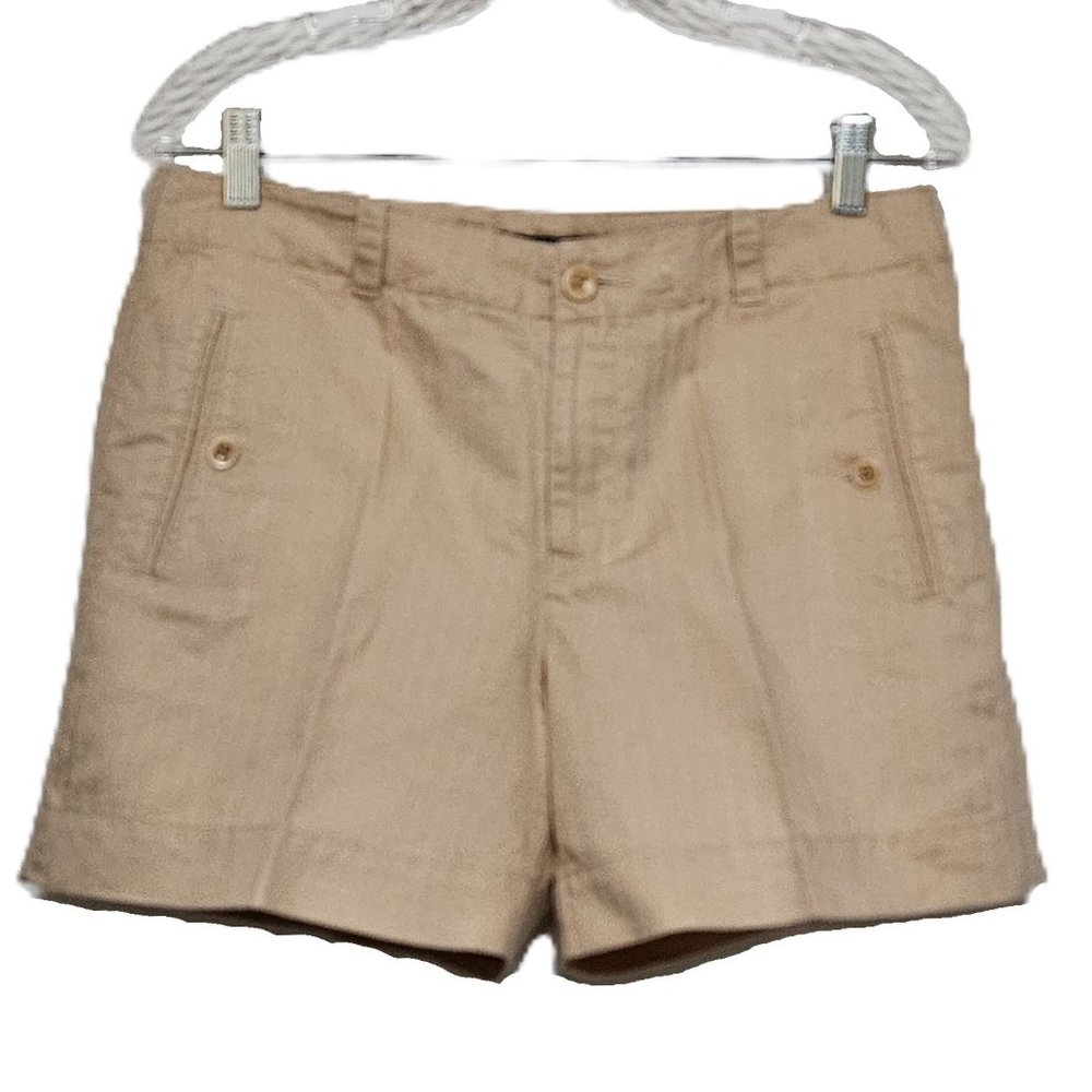 LAUREN  RALPH LAUREN Tan Shorts Linen Blend Twill Herringbone Size 6